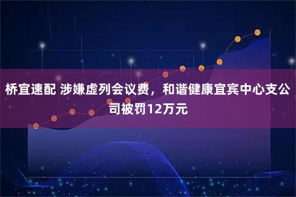 桥宜速配 涉嫌虚列会议费，和谐健康宜宾中心支公司被罚12万元